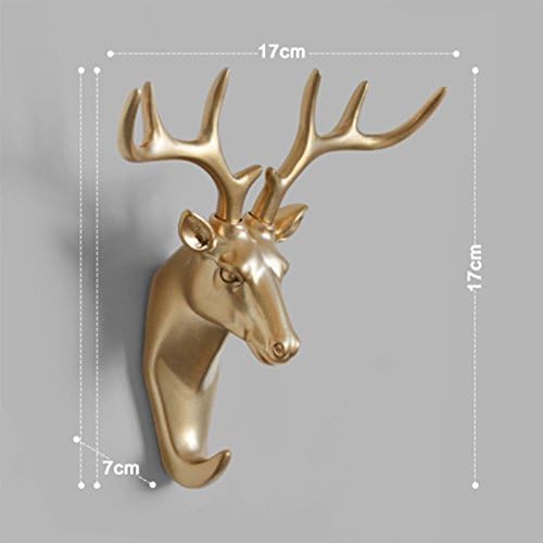 Creative Wall Decorations Animal Head Shaped Single Wall Hook / Hanger Resin Material for Hanging Clothes Coat Hats Keys Bags Purse Towels (Gold Deer)