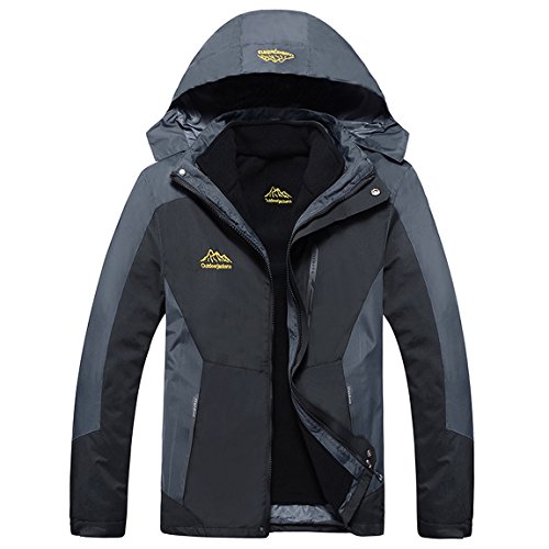 No.66 Town Men s Premium Waterproof Windproof Ski Hooded Thick Warm Polar Fleece Twinset Jacket Coat Size 2XL Black