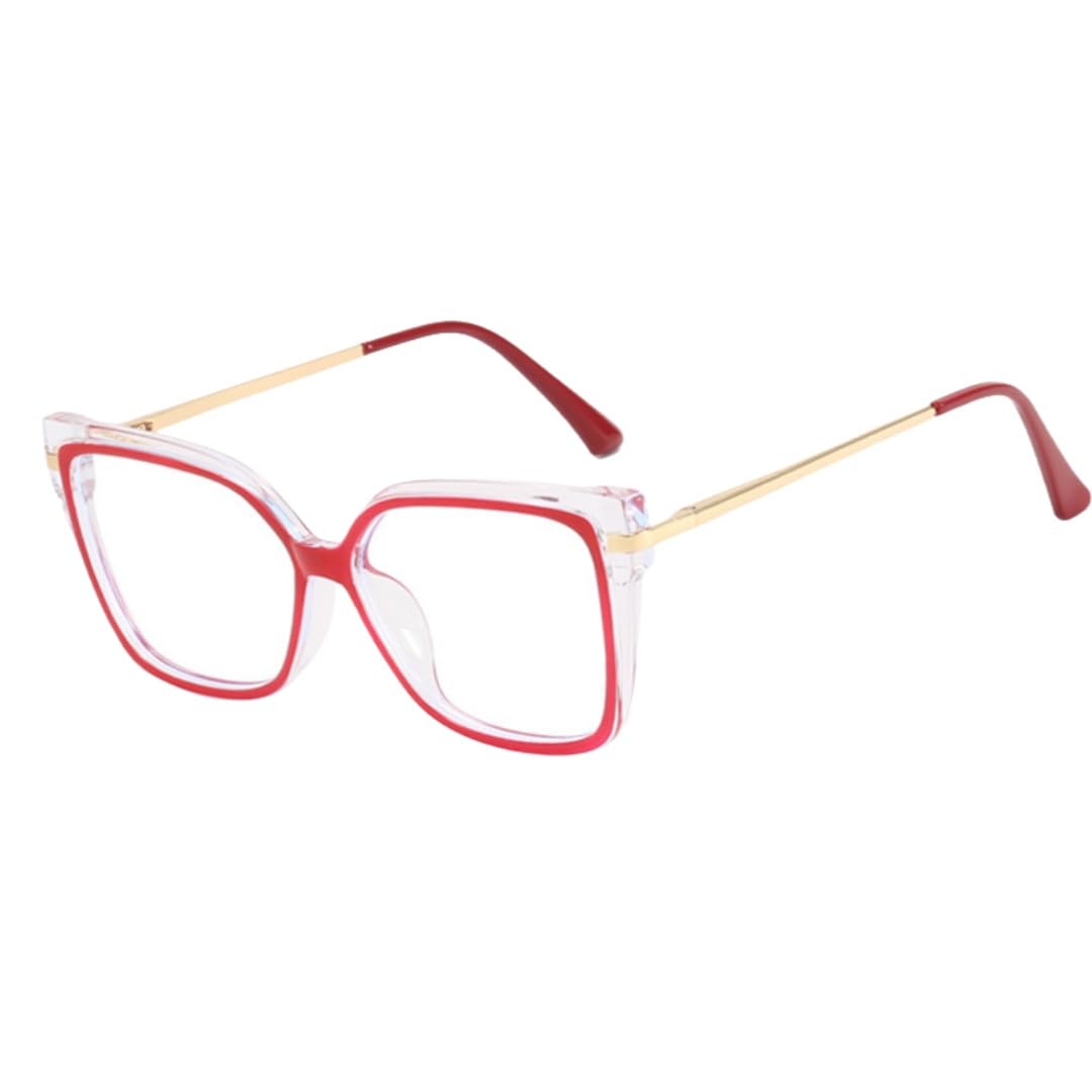 Shiratori Blue Light Blocking Glasses Rectangle Chic Preppy Look MultiColor Frame for Women,Clear Glasses, Nerdy Glasses,Anti Eyestrain & UV Protection Computer Eyeglasses Red