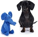 Zappi Co Blue Elephant Plush Dog Toy with Squeaker – Corduroy, Squeaky view 2