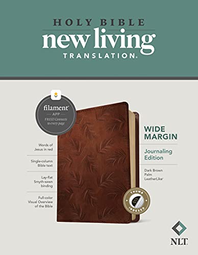 NLT Wide Margin Bible, Filament Enabled (LeatherLike, Dark Brown Palm, Indexed, Red Letter) NLT Wide Margin Bible, Filament Enabled (LeatherLike, Dark Brown Palm, Indexed, Red Letter) Imitation Leather