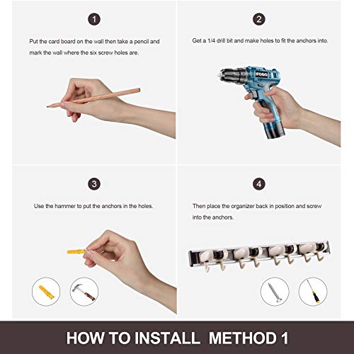 Eyliden Mop Broom Holder, Sturdy Aluminum Wall Mounted Storage Rack