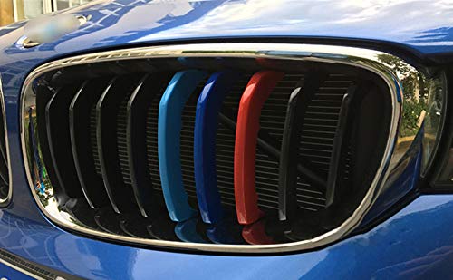 for 13-16 BMW 3 Series GT F34 (9Grilles one Side) 3D M Styling 3 Colors Front Grille Trim Motorsport Stripes Grill Cover Performance Stickers 3Pcs