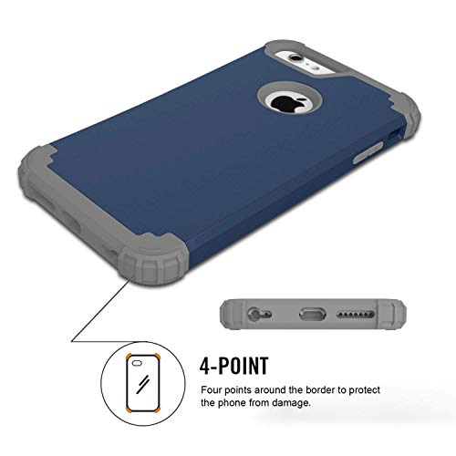 Maxcury iPhone 6 Plus Case iPhone 6s Plus Case, Hybrid Heavy Duty Shockproof Full-Body Protective Case with Three Layer Impact Protection for Apple iPhone 6s Plus 5.5 inch - Navy and Dk Grey - Thumbnail 5