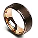 King Will DUO 8mm Rare Brown Brushed Rose Gold Plated Tungsten Carbide Wedding Ring Step Edge Comfort Fit