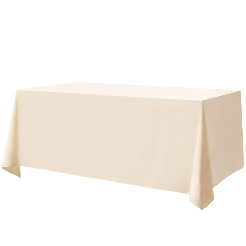 Photo 1 of Surmente Ivory Tablecloth 90 x 132-inch Rectangular Polyester Table Cloth for Weddings, Banquets, or Restaurants