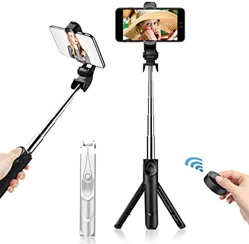 Bluetooth Selfie Stick with Tripod,KENENGDAK 360°Rotation Detachable Bluetooth Remote Control Extendable Monopod Mini Pocket Wireless Selfie Stick Works with iPhone Samsung and Other Smartphones-White