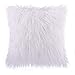 Ashler HOME DECO Pack of 2 Decorative Luxury Style White Faux Fur Throw Pillow Case Cushion Cover 18 x 18 Inches 45 x 45 cm