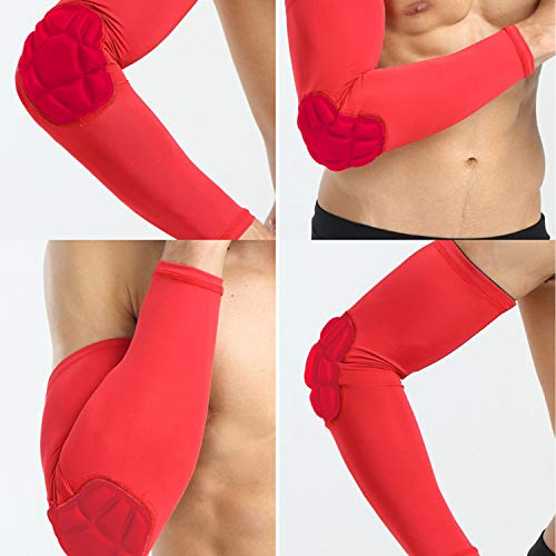 HOPEFORTH 2PCS Padded Elbow Sleeves Compression Arm Protective Support