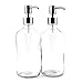 16-Ounce Clear Glass Boston Round Bottles w/Stainless Steel Pumps (2 Pack), Great for Essential Oils, Lotions, Liquid Soaps primary