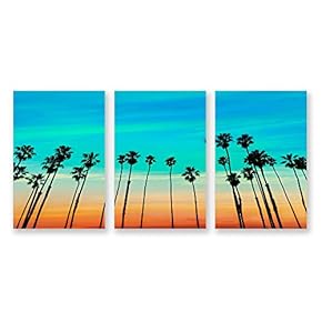 3 Panel Canvas Wall Art The Palm Trees Pictures Home Wall Decorations for Bedroom Living Room Paintings Canvas Prints Framed - 16"x24" x 3 Panels