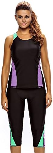 Cfanny Women's Black Two Pieces Set Seaside Waterproof Plus Size Swimwear Wetsuit