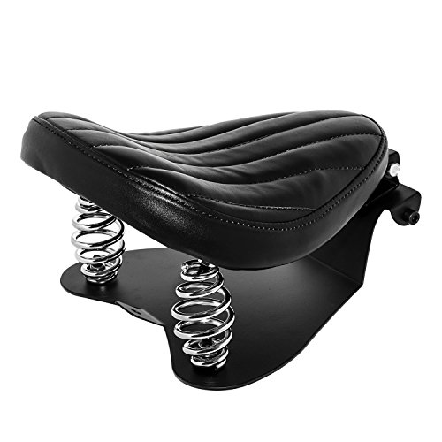 Senkauto Black 3" Leather Solo Seat with Spring Bracket Kit for Harley Davidson Sportster XL 1200 883 48 Chopper Bobber Seats Yamaha Kawasaki Custom (Seat w/Bracket, Type B)