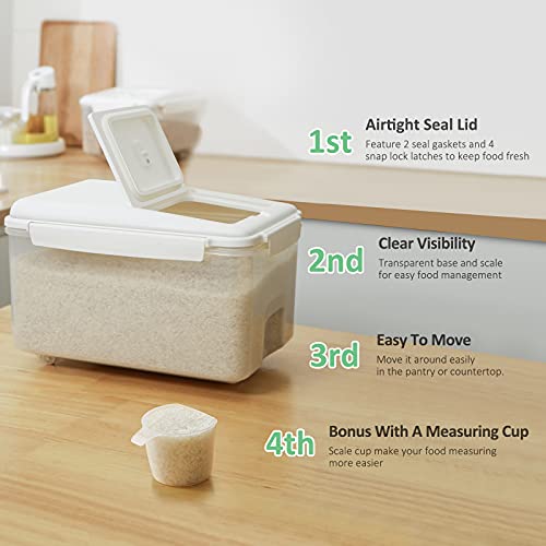 TBMax Airtight Food Storage Container with Wheels 23 Lbs Rice Storage