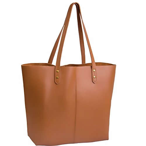 Genuine Leather Tote Bag, Large Everyday Shoulder Bag for Work, Shopping, Gym or Travel