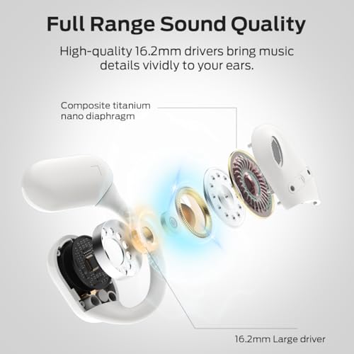 Monster Open Touch Pro 100, Open Ear Headphones Touch Screen Earbuds, Bluetooth Earbuds with ENC Clear Talk, Wireless Ear Buds Support TF Card, EQ Modes, Comfort Fit, IPX5, 30H Playback, White