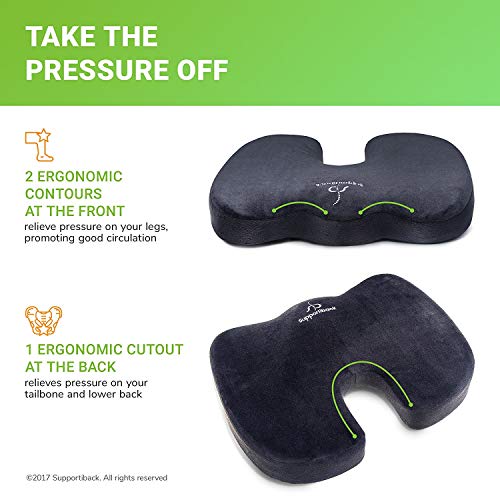 Supportiback® Comfort Therapy Coccyx Seat Cushion Orthopedic Memory