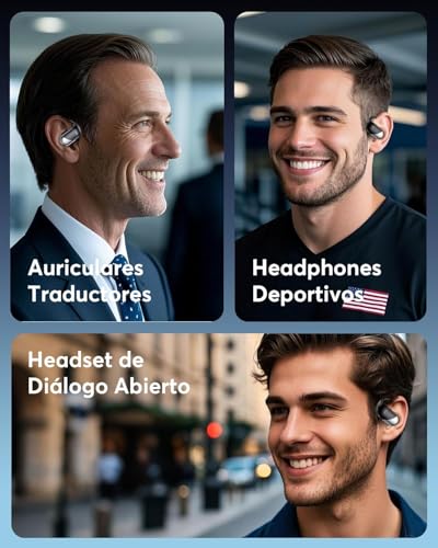 Paekole Auriculares Traductor en Tiempo Real, IA, 198 Idiomas | Traductor instantáneo de voz, auriculares abiertos, Bluetooth 6.1, 3 en 1, 60H batería, IPX7, viajes y reuniones