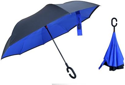 41" Double Layer Inverted Umbrella Straight Rod Waterproof Windproof Uv Protection Rainy Umbrella Sunny Umbrella with Hook