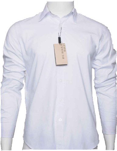 BURBERRY Brit Men's Henry Slim Fit Dress Shirt (Large, White)