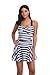Leoparts Women's Stripe Swimwear Crossover One Piece Swimdress Skirted Swimsuit with Boyshort