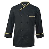 10oz Apparel Long Sleeve Black Chef Coat with Gold Piping