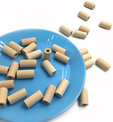 Coskiss 200pcs Natural Wooden Teether 20mm*10mm(0.79''0.39'') Wooden Beads Cylinder/Geometry Shaped Unfinished Eco-friendly Untreated Tube Bead DIY Crafts Toy (200pcs)