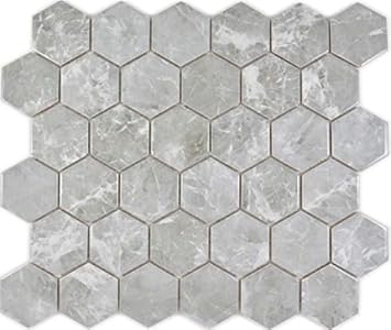 Mosaico De Ceramica Hexagon Marmol Gris Brillante Mosaico Azulejos