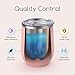 Maars Bev Stainless Steel Stemless Wine Glass Tumbler with Lid, Vacuum Insulated 12 oz Cup | Spill Proof, Travel Friendly, Fun Cocktail Drinkware - Carnation Pink