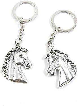 100 Pieces Keychain Keyring Door Car Key Chain Ring Tag Charms Bulk Supply Jewelry Making Clasp Findings P4CG7E Horse Head