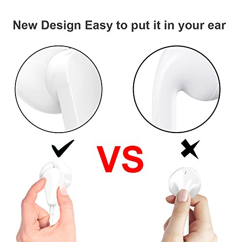 AXELECT Bluetooth Headphones with Mic, Stereo Earphones Compatible for iPhone X XR XS 8/8Plus 7/7Plus, Noise Cancelling Headse, White