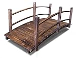 Best Choice Products Wooden Bridge 5' Stained Finish Decorative Solid Wood Garden Pond Bridge New