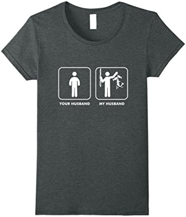 Womens Your Husband My Husband Fisherman Fishing Cool Funny Tshirt Medium Dark Heather
