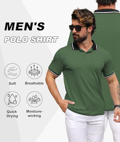 ZITY Men's Polo Short Sleeve Polo Golf Breathable Summer Sports T-shirts with Pocket