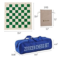 ZOOCEN Chess Set - Plastic Chess Pieces and Green
