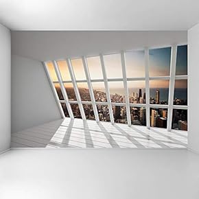 Wall Mural 3D Cityscape Removable Wallpaper Wall Sticker for Bedroom Living Room - 66x96 inches