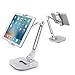 AboveTEK Long Arm Aluminum Tablet Stand, Folding iPad Stand with 360&deg; Swivel iPhone Clamp Mount Holder, Fits 4-11" Display Tablet/Phones for Kitchen Table Bedside Office Desk POS Kiosk Reception primary
