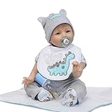 Dirance Lifelike Reborn Doll Soft Silicone Full Body Realistic Pink Girl Doll Vinyl Reallike Handmade Newborn Baby Doll with Clothes 55cm, Kids Gift for Ages 3+ (Blue)