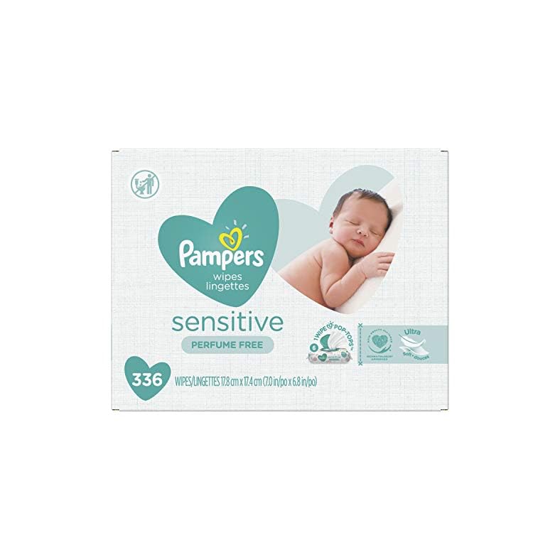 Pampers Baby Wipes Sensitive Perfume Free 4X Pop-Top Packs 336 Count