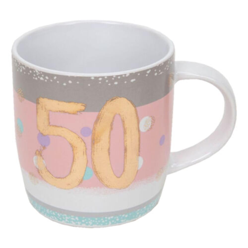 Bellini 50th Birthday Mug Pink & Grey - 50th Birthday Gifts