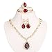 Women's Gold Plated Cubic Zirconia Jewelry Set 4PC Necklace Bracelet Ring Earrings
