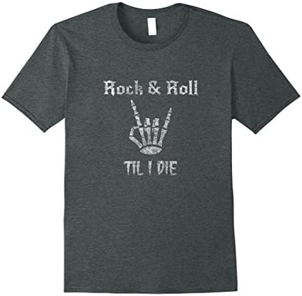 Mens Rock &amp; Roll Music Lover Distressed Design TShirt Heavy Metal Large Dark Heather