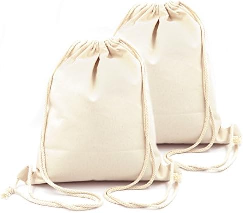 2-pack Cotton Canvas Drawstring Backpack Gym Sackpack