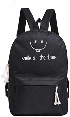 Aitena Smile all the time - Fashion Neutral Backpack Bag Shoulder Nylon School Girls Boy Handbag (Black)