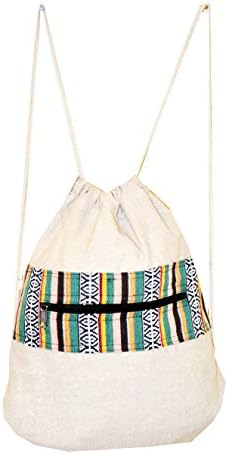 Bohemian Striped Sports Training Rope Backpack Gym Sack (Green Rasta Stripes)
