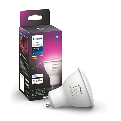 Philips Hue White & Color Ambiance GU10 LED Spot 1er Pack (350 lm), dimmbare LED Lampe für das Hue Lichtsystem mit 16 Mio. Farben, smarte Lichtsteueru