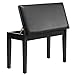 Yaheetech Duet Wooden Piano Bench Stool with Padded Leather Cushion Deluxe Comfort and Storage for Music Books Sheet Black