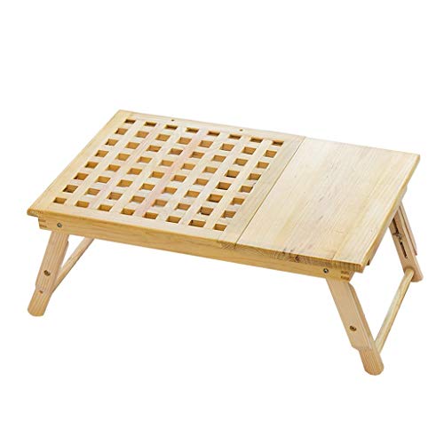 image for Folding Desk,SuperUS Height Adjustment Laptop Tray Desk Solid Wood Fol