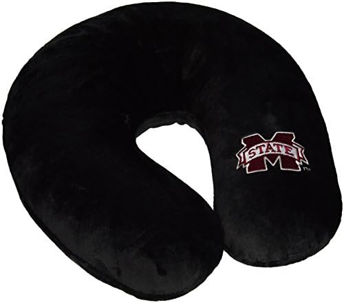 NCAA Mississippi State Bulldogs Embroidered U-Shaped Fleece Travel Neck Pillow, Black