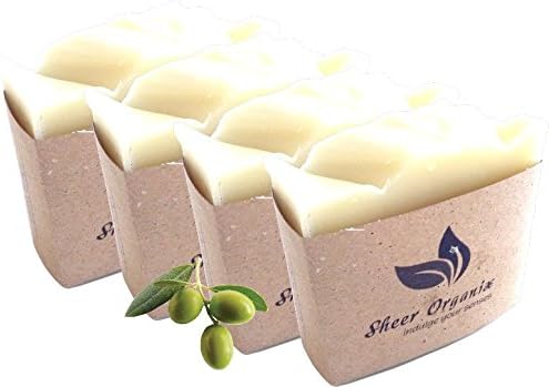 (4 Pack) Sheer Organix Luxury Rejuvenative Handmade Herbal Soap, 3.52 oz. / 100g, Olive